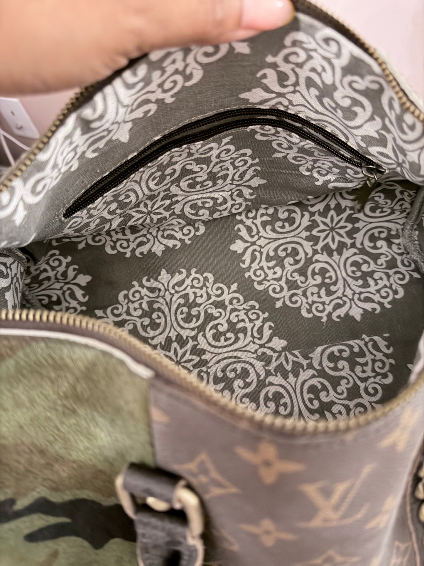 Upcycled Louis Vuitton Camo Patchwork Tote