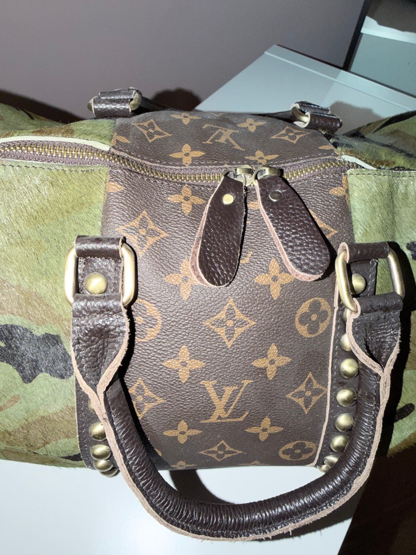 Upcycled Louis Vuitton Camo Patchwork Tote